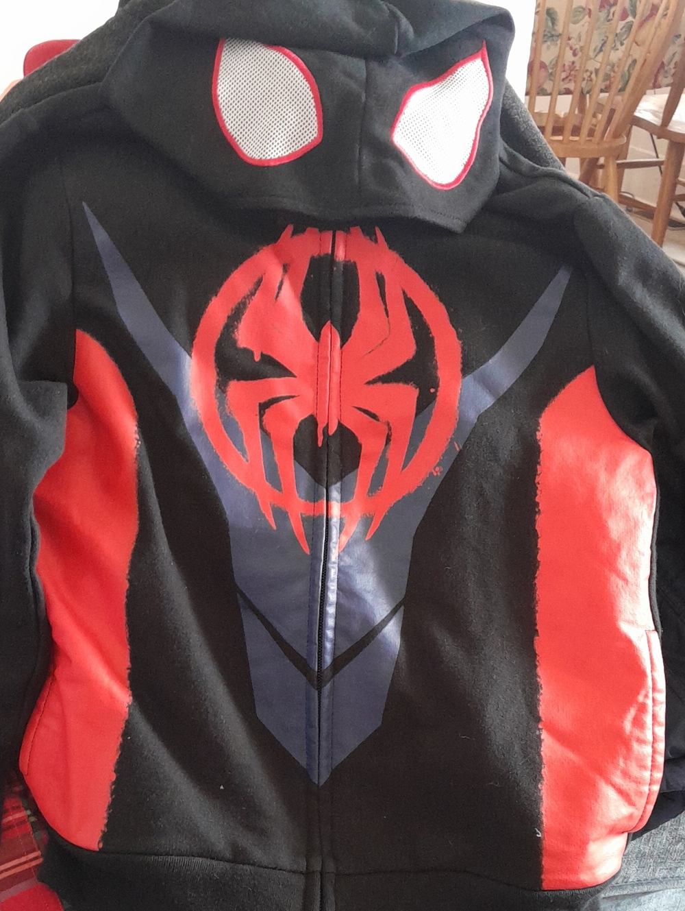 Spiderman Black & Red Hooded Jacket with Spider Emblem Sz Small